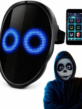 Rechargeable LED Light Up Mask with App Control for Halloween Costume Party